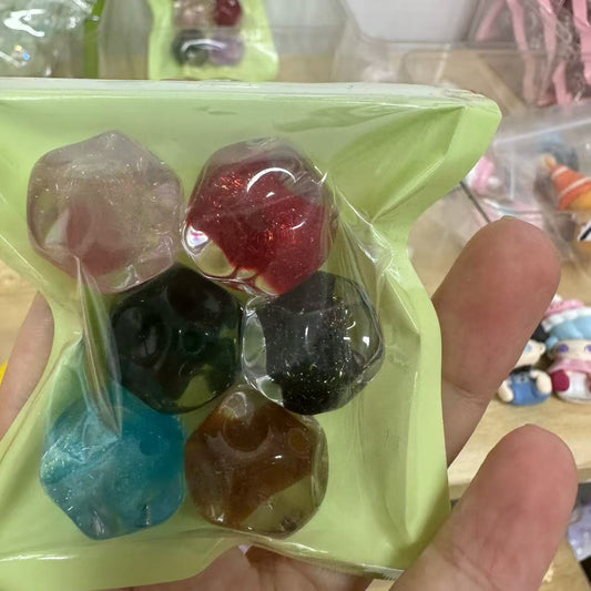 Six colorful beads