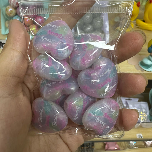 Blue-purple heart-shaped beads